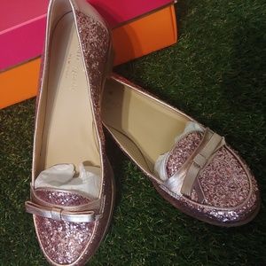 Kate Spade rose glitter loafers